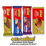 It's a Boom! Egyptian Chocolate & Candy Sampler | S'mores, Berry Mix & Dubai Kunafa Pistachio | 4 Piece Variety Pack View 2