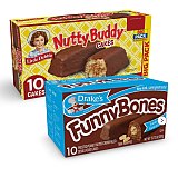 Little Debbie Nutty Buddy Cake vs. Drake's Funny Bones Combo Pack, Cream Filled Snack Cakes, 1 Each View 1