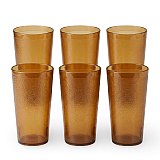 Retro Casual Restaurant Tumblers – 6 Pack | Amber, 32 Ounce