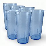 Retro Casual Restaurant Tumblers – 6 Pack | Blue, 22 Ounce