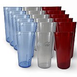 Retro Casual Restaurant Tumblers – 6 Pack | Blue, Red, Clear, Amber & Cola | 12.6, 16.4, 22 or 32 oz View 6