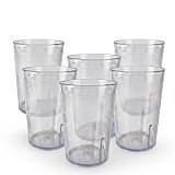 Retro Casual Restaurant Tumblers – 6 Pack | Clear, 12.6 Ounce