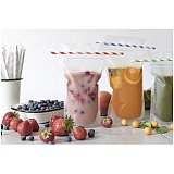 Tablecraft Expandable Drink Pouches 20 Pack with Straws, 16 oz or 32 oz Reusable Party Drink Bags View 3
