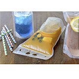 Tablecraft Expandable Drink Pouches 20 Pack with Straws, 16 oz or 32 oz Reusable Party Drink Bags View 5