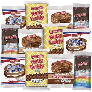 12 Pack Little Debbie Variety, Cosmic Brownie, Oatmeal Doubler Decker, Fudge Doubler Decker and Nutty Buddy, Single Serve Packs - Specialty Snack by Tribeca Curations