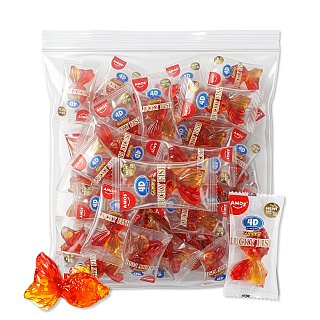 4D Ultra Realistic Lucky Fish, 1 lb Bag | Juice filled, Indivually Wrapped, Peach and Mango Flavored - Specialty Snack by Amos