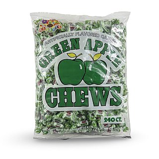 Albert's Fruit Chews – Classic Chewy Candy 240 Ct Bag | Individually Wrapped, Green Apple - Specialty Snack by Albert's