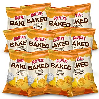 Baked Ruffles Cheddar & Sour Cream Potato Chip Crisps, .8 Oz Bag | Pack of 15 - Specialty Snack by Ruffles
