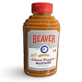 Beaver Ghost Pepper Mustard, 13 Ounce Bottle - Specialty Snack by BEAVER