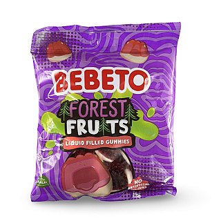 Bebeto Forest Fruits, Liquid Filled Gimmies, Halal, No Artificial Flavors, Strawberry, Cherry and Raspberry, 4.6 Oz (Case of 10) - Specialty Snack by Bebeto