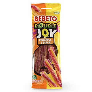 Bebeto Gummy  Double Joy Pineapple/Peach Twisted Candy, Halal Certified, 2.65 Oz (Case of 12) - Specialty Snack by Bebeto