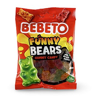 Bebeto Gummy  Funny Bears Candy, Halal Certified, 2.8 Oz (Case of 12) - Specialty Snack by Bebeto