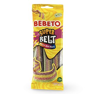Bebeto Gummy  Super Belts Fizzy Fruit Mix Candy, Halal Certified, 2.65 Oz (Case of 12) - Specialty Snack by Bebeto