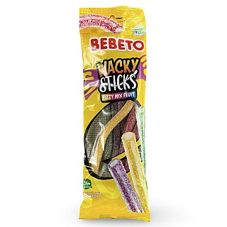 Bebeto Gummy  Wacky Sticks Fizzy Mix Fruit Candy, Halal Certified, 2.65 Oz (Case of 12) - Specialty Snack by Bebeto