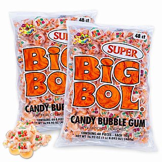 Big Bol Chewy Classic Bubble Gum 96 Pieces, 2 Pack of 48 Count Bags Nostalgic Candy - Specialty Snack by Tribeca Curations