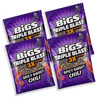 BIGS Triple Blast 3X Seasoned Sunflower Seeds 4 Pack | Spicy Sweet Chili - Specialty Snack by BIGS