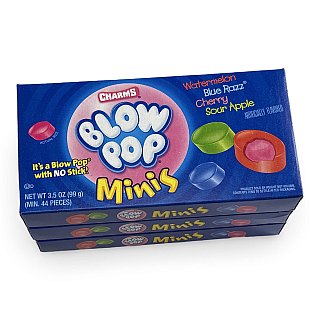 Blow Pop Minis, Blow Pops with No Stick, Movie Theater Box, 3 Count - Specialty Snack by Charms