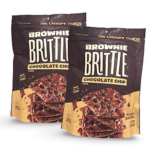 Brownie Brittle Chocolate Chip | 2 Full-Size Bags of Crunchy Thin Brownie Cookie Brittle - Specialty Snack by Sheila G's