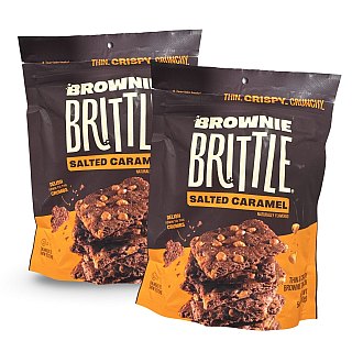 Brownie Brittle Salted Caramel Chocolate | 2 Full-Size Bags of Crunchy Thin Brownie Cookie Brittle - Specialty Snack by Sheila G's