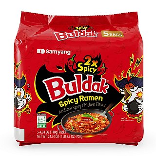 Buldak Spicy Chicken Ramen Korean Instant Noodles, 5 Pack | 2x Spicy - Specialty Snack by Buldak