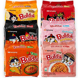 Buldak Spicy Chicken Ramen Korean Instant Noodles, 5 Pack | Choose Flavor Imported Korean Snacks - Specialty Snack by Buldak