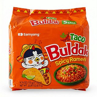 Buldak Spicy Chicken Ramen Korean Instant Noodles, 5 Pack | Taco - Specialty Snack by Buldak