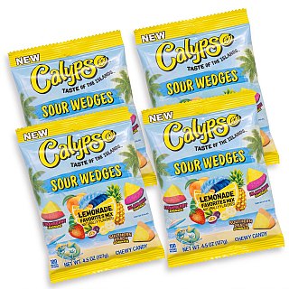 Calypso Sour Wedges Chewy Candy, 4 Pack, Lemonade Favorites Mix - Specialty Snack by Calypso