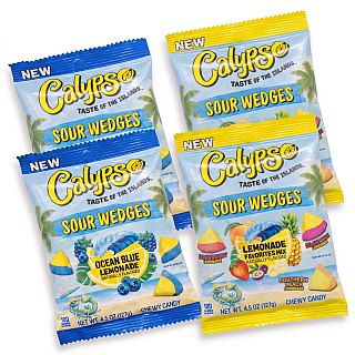 Calypso Sour Wedges Chewy Candy, Variety Pack, Ocean Blue Lemonade & Lemoande Favorites Mix - Specialty Snack by Calypso