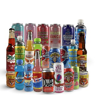 Candy & Fun Drink and Soda Sampler Box – 10 Unique Cans or Bottles | No Duplicates | Rotating Weekly Variety - Specialty Snack by Tribeca Curations