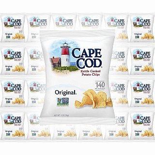 Cape Cod Original Kettle Cooked Potato Chips Gluten Free 1 oz Bags, 24 Pack - Specialty Snack by Cape Cod Chips