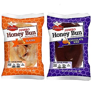 Cloverhill Jumbo Chocolate Iced Honey Bun & Jumbo Glazed Honey Bun Combo | 12 Pack - Specialty Snack by Cloverhill Bakery