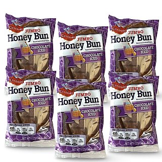 Cloverhill Jumbo Honeybuns, Chocolate Iced, Individually Packaged, Pack of 6 - Specialty Snack by Cloverhill Bakery