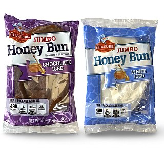 Cloverhill Jumbo White Iced & Chocolate Iced Honey Bun Combo | 12 Pack - Specialty Snack by Cloverhill Bakery