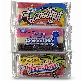 Coconut Bar Variety Pack – 18 Count | Atkinson’s Neapolitan, Espeez Neapolitan & Atkinson’s Rainbow Bars - Specialty Snack by Atkinson's