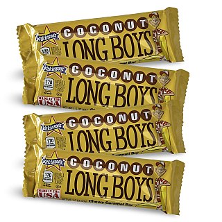 Coconut Long Boys Nostalgic New Orleans Chewy Candy Full Size Candy Bars, 4 Total - Specialty Snack by Long Boys