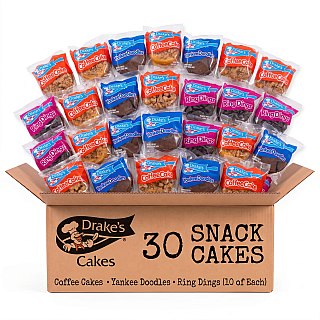 Comfort Care Boxes | Assorted Snack Cakes from Little Debbie, Hostess, Drake's & More | Drake's Classic Trio - 30 Cakes