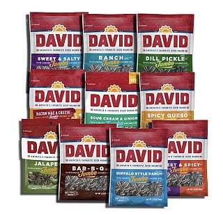 David Sunflower Seeds Variety Pack, 10 Bags May include BBQ, Dill Pickle, Ranch, Bacon Mac n Cheese, Buffalo Ranch, Sweet & Salty, Sweet & Spicy, Jalapeno, Sour Cream & Onion Or Spicy - Specialty Snack by DAVID