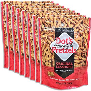 Dot's Homestyle Pretzels Original Seasoned Pretzel Twists, 5 Ounce Bag, Pack of 8 - Specialty Snack by Dot's Homestyle Pretzels