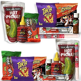 Double Spicy Pickle Chamoy, 2 of Each - 16 Piece Kit With Icee Powder - Specialty Snack by Icee
