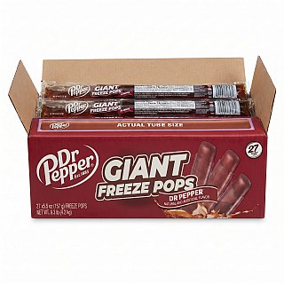 Dr Pepper Giant Freeze Pops 27 Pack, Jumbo 15 Inch+ Frozen Ice Pops Classic Soda Flavor - Specialty Snack by Dr Pepper