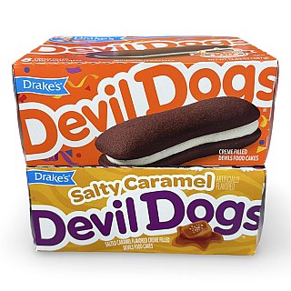 Drake's Devil Dogs Combo Pack – Regular & New Salted Caramel Flavor Snack Cake Cream Sandwiches | 1 Box of Each - Specialty Snack by Drakes