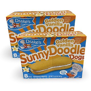 Drake's Limited Edition Devil Dogs – 2 Boxes | Sunny Doodle Vanilla Cream Snack Cake Sandwiches - Specialty Snack by Drakes