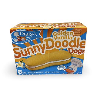 Drake's Snack Cakes Multipack Box, Golden Vanilla Sunny Doodle Dogs, 8 Count Box - Specialty Snack by Drakes