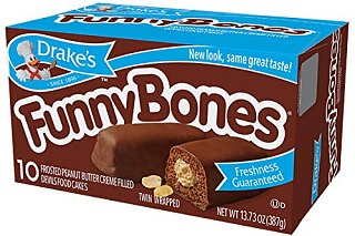 Drake's Cakes Funny Bones, Chocolate and Peanut Butter Snack Cakes, 10 cakes, Pack of 2 - Specialty Snack by Drake's