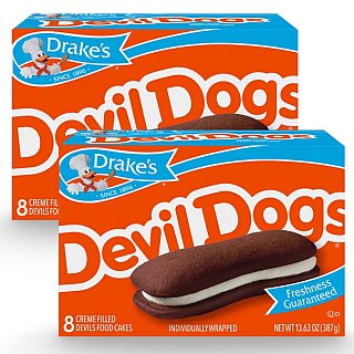 Drake's Devil Dogs Sandwich Chocolate and Vanilla Cream Snack Cakes (2-Boxes) - Specialty Snack by Drake's
