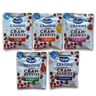 Dried Cranberries Single Serve Packets Variety Pack   5 Unique Flavors: Original , Cherry , Strawberry , Orange , Watermelon | 1.16 Oz | Pack of 30 - Specialty Snack by Tribeca Curations