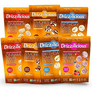 Drizzilicious Mini Rice Cake Bites All-Time Favorites Variety – 7 Bag Assortment | Cinnamon, S’mores, Birthday Cake & Very Berry - Specialty Snack by Drizzilicious