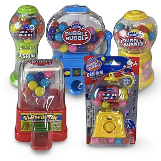 Dubble Bubble Miniature Toy Gumball Machines Spiral Jackpot Keychain Slam Dunk Classic Assorted Styles Pre Filled with Authentic Gumballs Perfect for Party Favors and Collectibles - Specialty Snack by Dubble Bubble