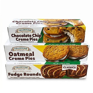 Fieldstone Bakery Variety Pack, Cream Pies | Chocolate Chip, Oatmeal & Fudge Round - Specialty Snack by Fieldstone Bakery