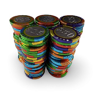 Foil-Wrapped Chocolate Casino Chips – Mixed Denominations | Approx. 100 - Specialty Snack by Tribeca Curations